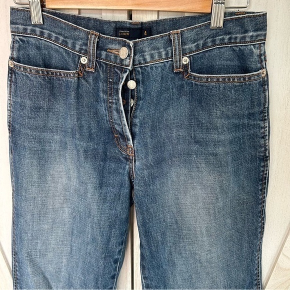 โจJ Crew button fly crop boyfriend blue jeans ๐ 4 - Picture 2 of 10